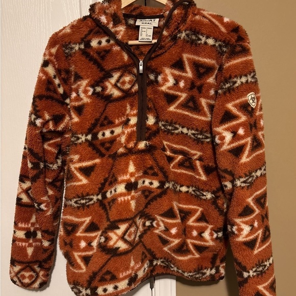 Ariat Women's Bomber Jacket in Red and Cream - Picture 8 of 12